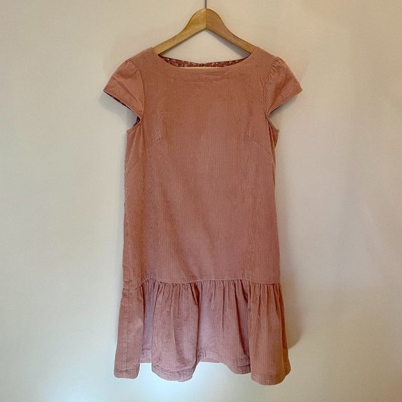 Pink Corduroy Ruffled Shift Dress - Picture 1 of 5